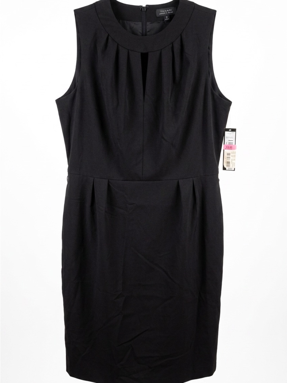 Tolani Black Pleated-Neck Sleeveless Midi Dress